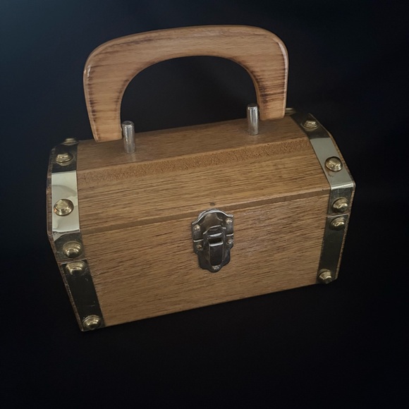 Vintage Wood Purse Handbag with Brass Accents - Japan - Tally-Ho Creation - Picture 16 of 16